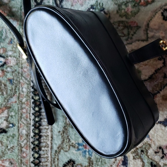 CANADIAN Shoulder Bag Genuine Salmon Leather - Black - VTG - Picture 4 of 9